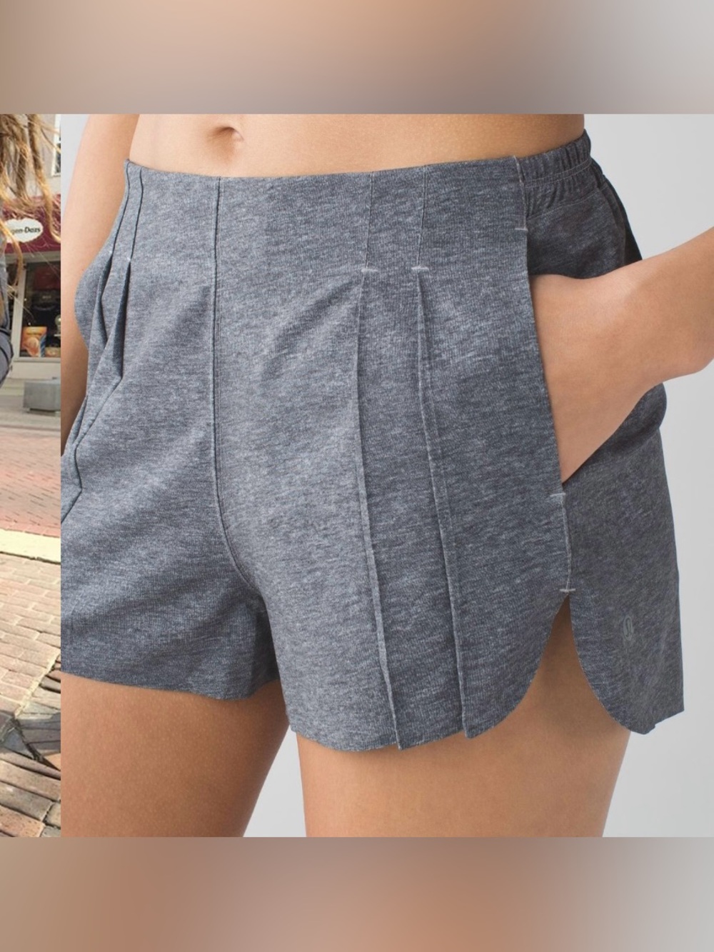 lululemon athletica Heathered Charcoal High-Waist Pleated Shorts